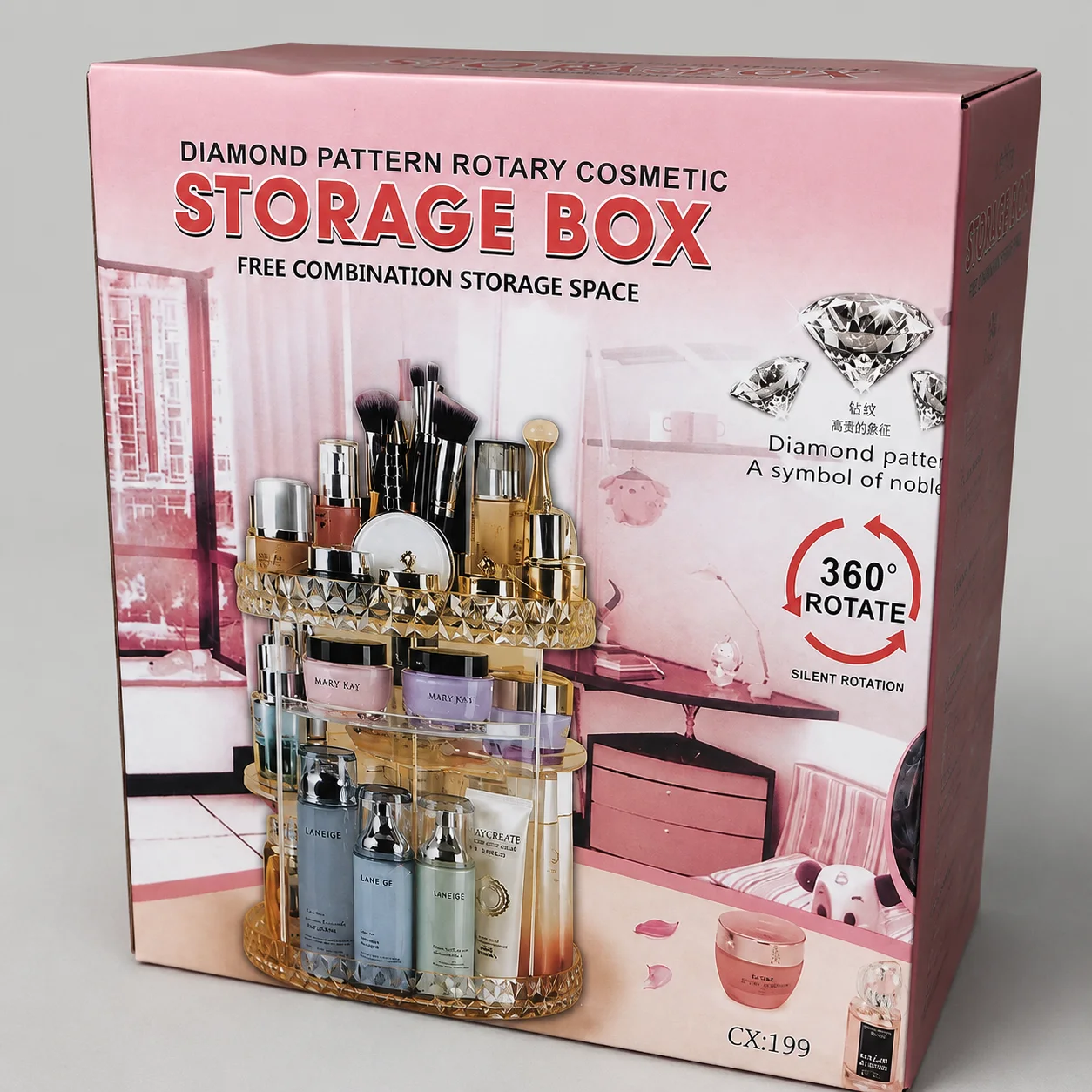 منظم مكياج وعطور دوار 360° فاخر