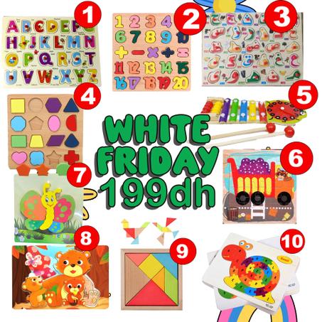 White Friday : Pack Montessori de 10 jouets éducatifs en bois