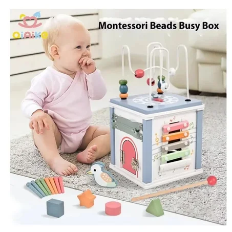 Cube d'activités Montessori en bois 7 en 1