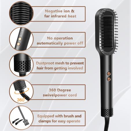 اتس لايف فرشاة فرد الشعر، فرشاة فرد الشعر الحلقية للنساء، مزودة باعدادات تسخين وحرارة سريعة لمدة 20 ثانية ومضادة للحروق، لون رمادي