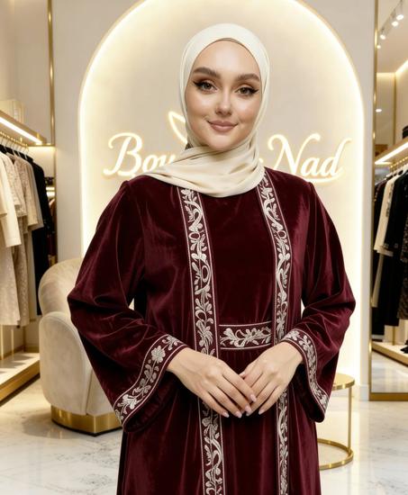 عباية فاخرة Velvet Royale – لمسة أناقة لا تُقاوَم