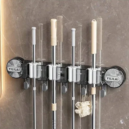 حامل المماسح و الخطافات بدون ثقب الحائط.