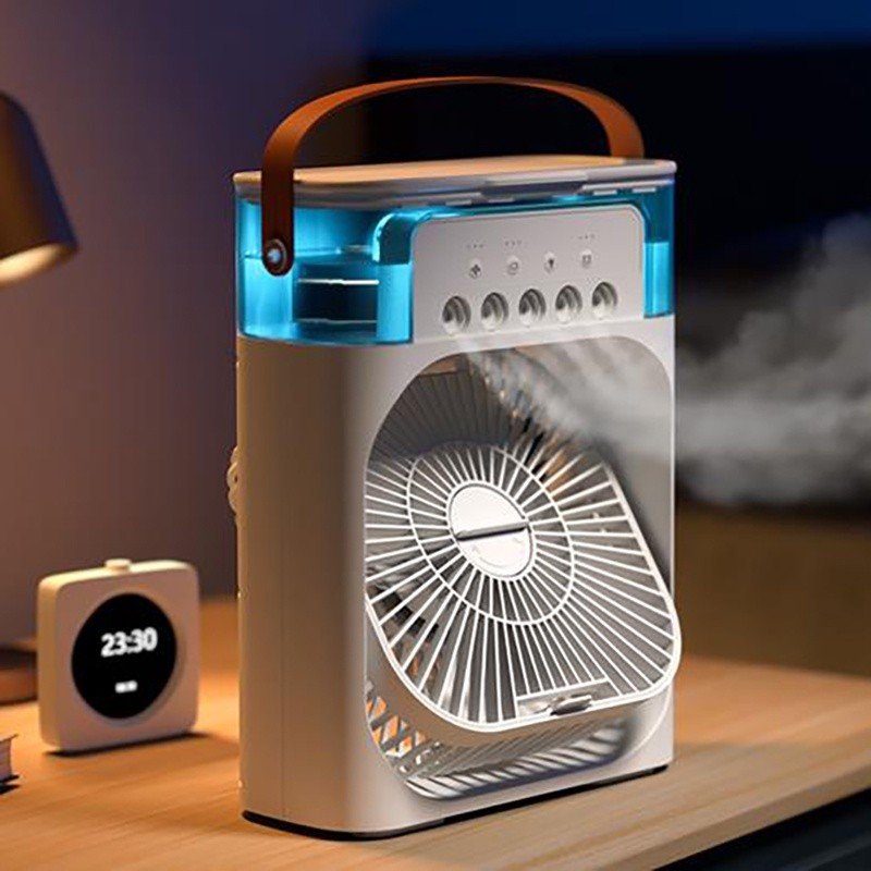 portable plastic air cooler fan with color light 2025