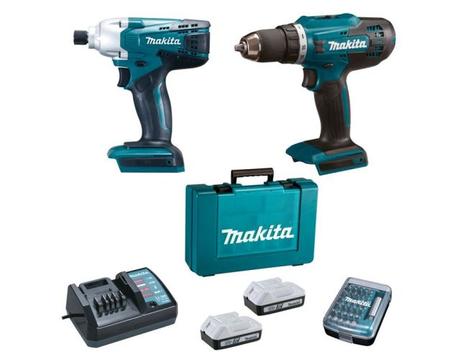 Taladro inalámbrico df4880 + llave de impacto td127d con batería y cargador