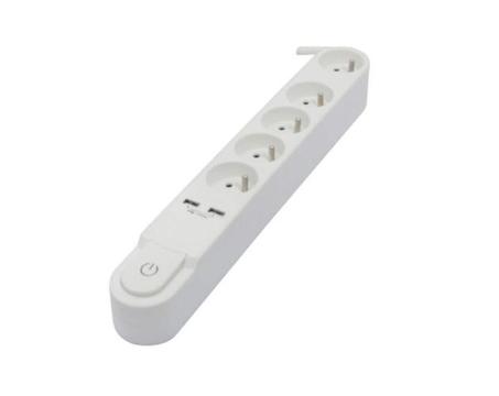 Chacon regleta 5 tomas 16 a con interruptor, 2 puertos usb y cable de 3 m h