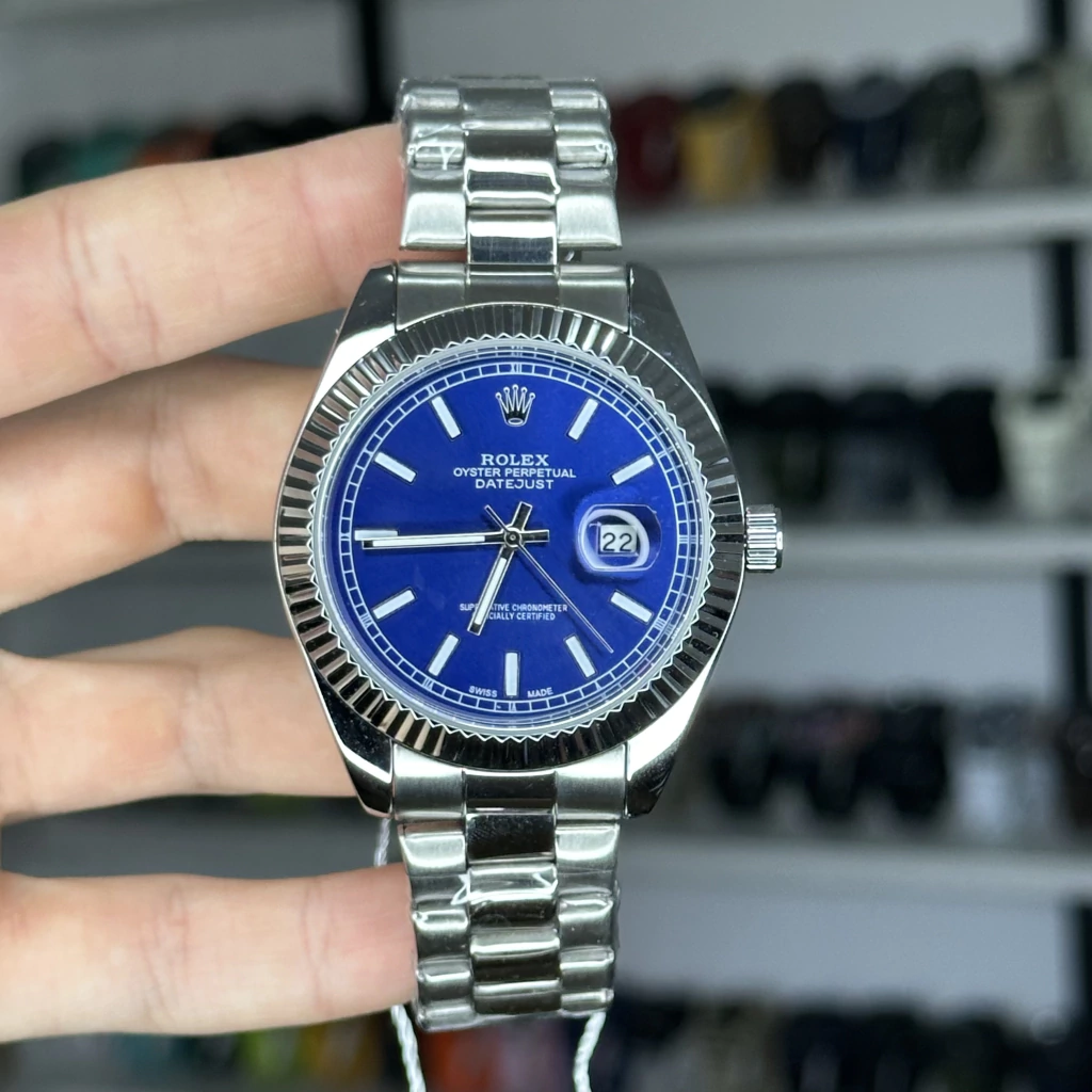 Relógio Rolex prata/azul