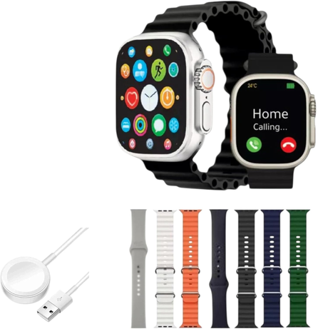 ساعة ذكية مع 7 أساور متعددة الألوان وشاحن مغناطيسي لاسلكي، جهاز تتبع الصحة واللياقة مع مراقبة معدل ضربات القلب، 100 وضع رياضي، تقنية NFC ومساعد صوتي