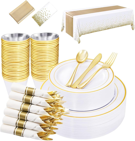 مجموعة أدوات مائدة بلاستيكية للاستعمال مرة واحدة – 72 قطعة للحفلات والمناسبات