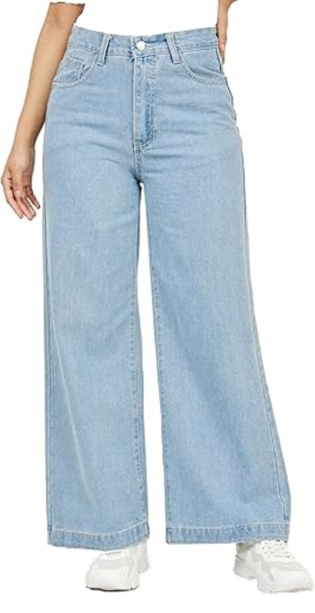 سروال جينز نسائي متوسط الارتفاع بقصة مستقيمة – تصميم عصري ومريح