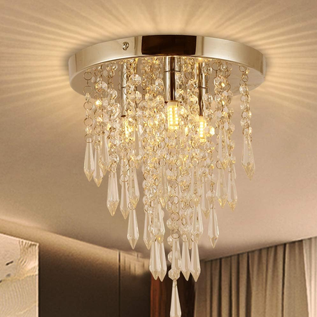 ثريا كريستال عصرية ثلاثية المصابيح لغرف النوم والممرات والمطبخ