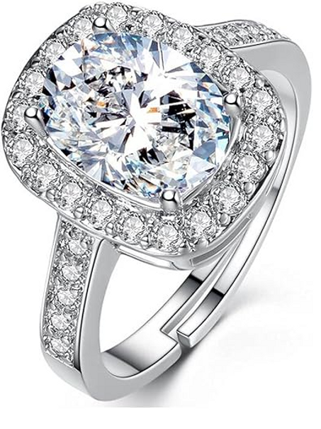 خاتم يوبيلا مطلي بالفضة للنساء – تصميم سوليتير أنيق وقابل للتعديل (فضي) YBRG_20019