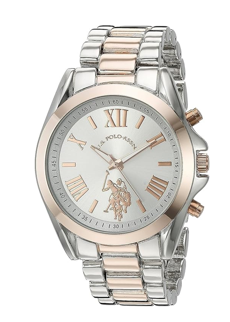 ساعة US Polo Assn. النسائية ثنائية اللون – أنيقة وكوارتز دقيقة – طراز USC40118