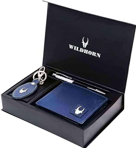 مجموعة هدايا وشنطة جلد طبيعي للرجال مع حماية من سرقة البيانات | تصميم أنيق وعصري من وايلد هورن