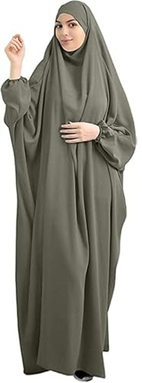 فستان صلاة نسائي "بوجون" – بإسدال إسلامي مريح من قطعة واحدة مع حجاب مدمج