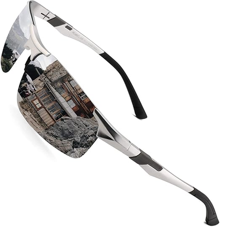 نظارات شمسية رجالية PUKCLAR – عدسات مضادة للانعكاس وإطار خفيف من الألومنيوم والمغنيسيوم للقيادة والرياضات الخارجية