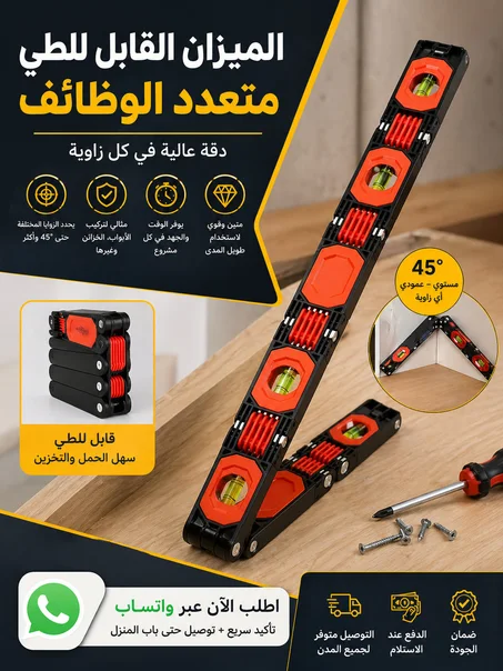 ميزان ماء قابل للطي متعدد الزوايا — دقة احترافية في القياس والتركيب