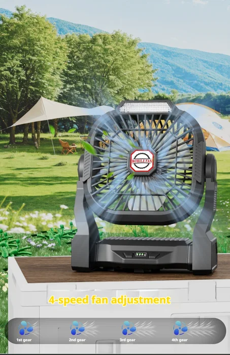 مروحة محمولة متعددة الوظائف مع إضاءة LED وبطارية 5200mAh