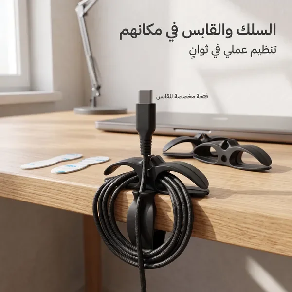 حوامل ومنظم أالاسلاك بملصق قوي للمكتب والجدار