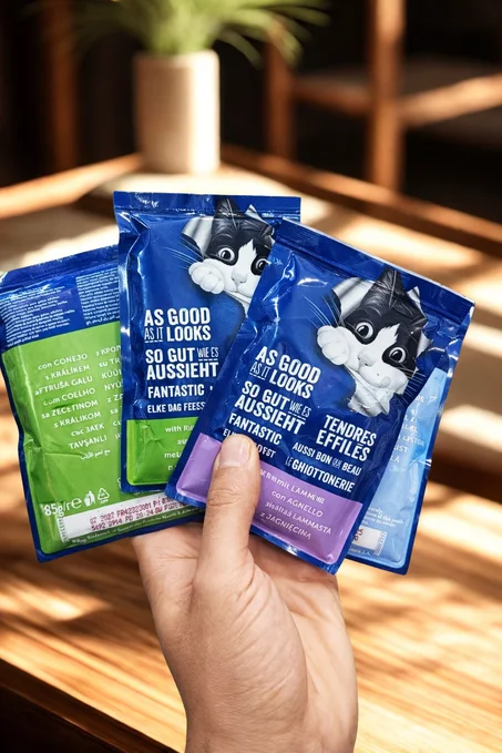 طعام قطط معلب بنكهة الضأن والدجاج عالي الجودة - 4 وجبة سريعة مغذية