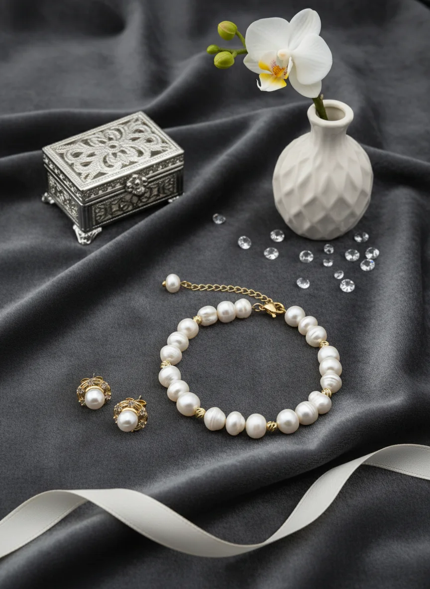 Bracelet Djoher Hor blanc cassé 🤍+ 🎁 Cadeau offert : boucles d’oreilles plaqué or en XD (livraison gratuite)