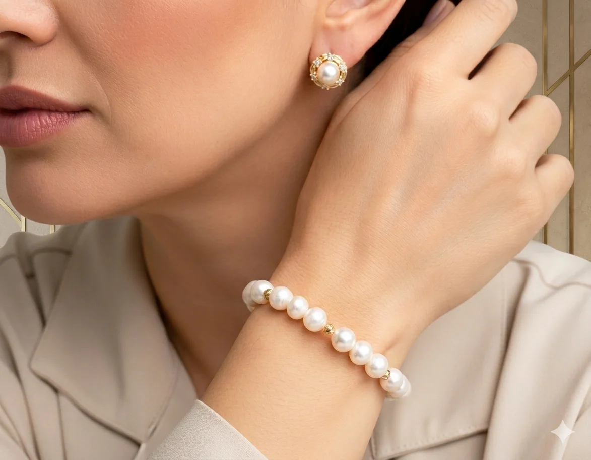 Bracelet Djoher Hor blanc cassé 🤍+ 🎁 Cadeau offert : boucles d’oreilles plaqué or en XD (livraison gratuite)