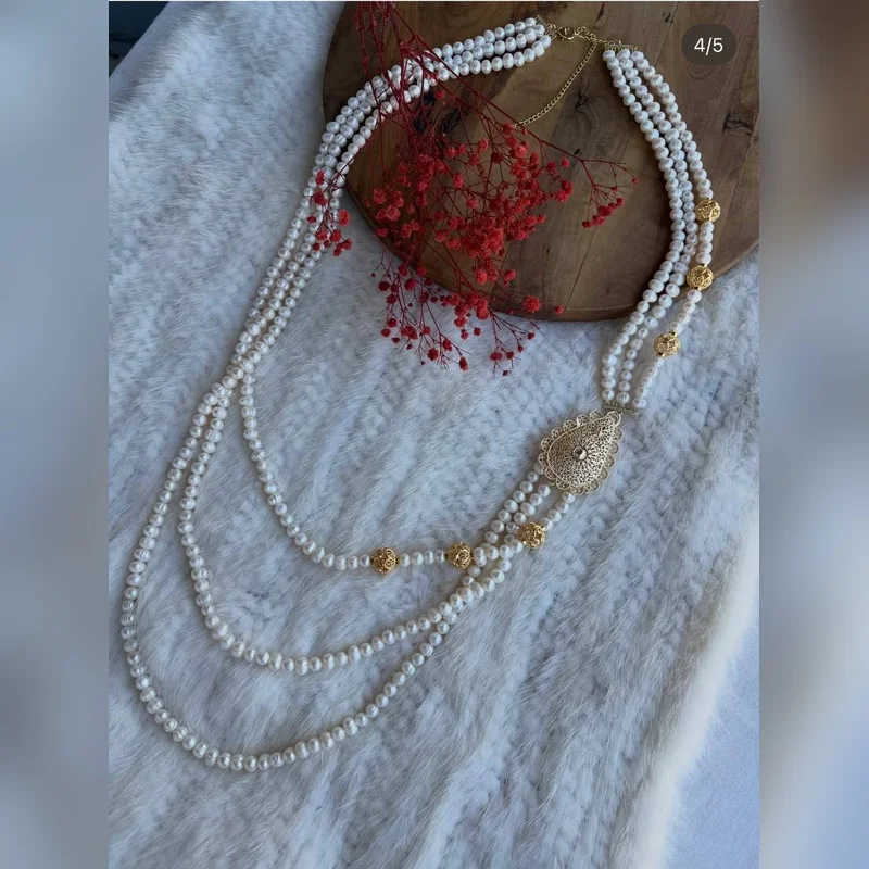 Sautoir Moderne Traditionnel – Djoher Hor & Plaqué Or ✨