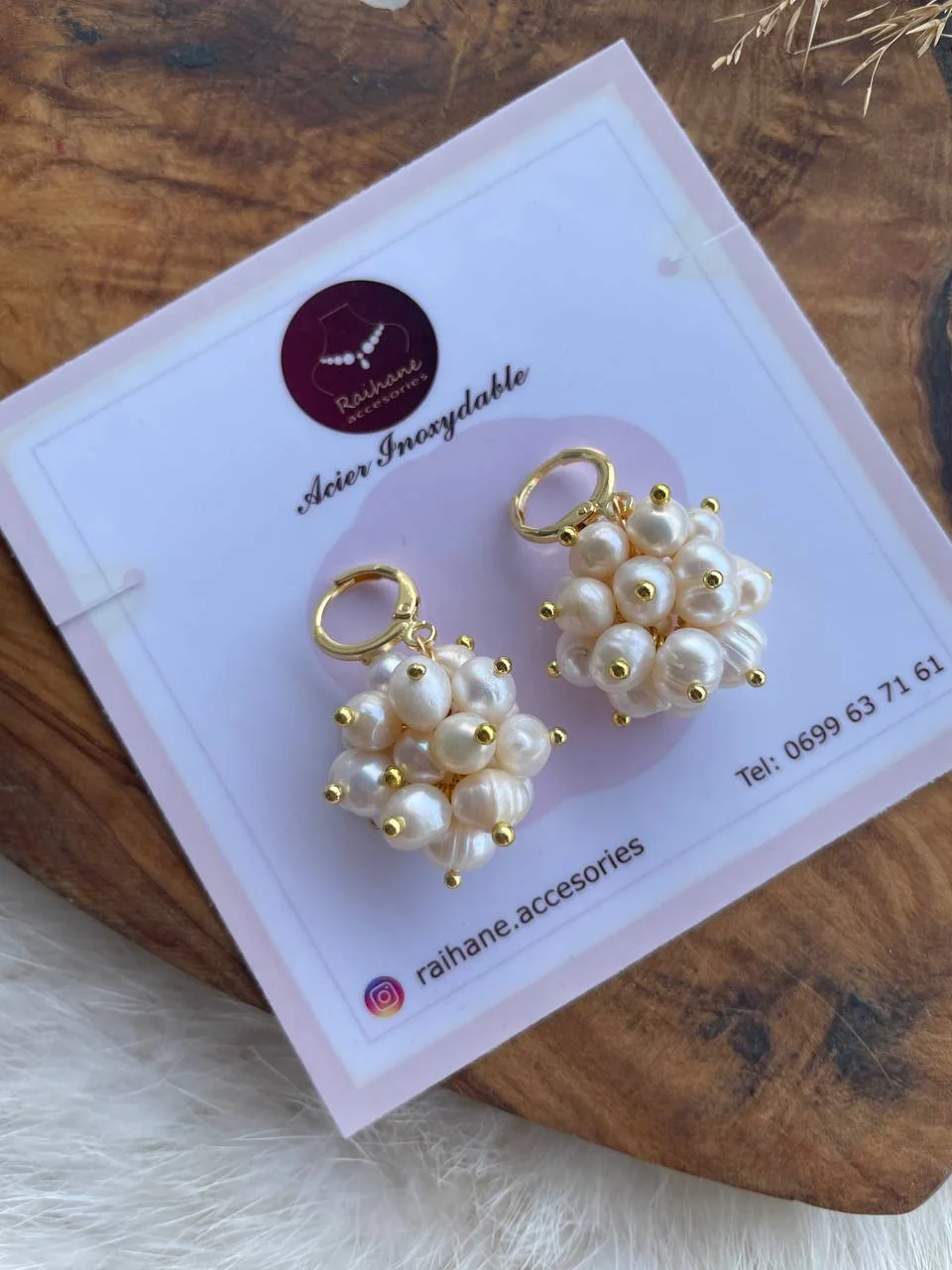 ✨ Boucles d’oreilles en plaqué or & perles Djoher Hor