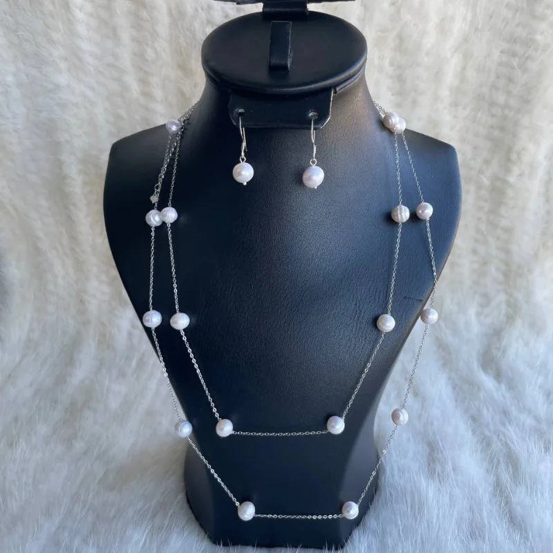 ✨ Sautoir en argent 925 rhodié avec perles Djoher Hor  ( Offre spéciale  💥 Promotion)