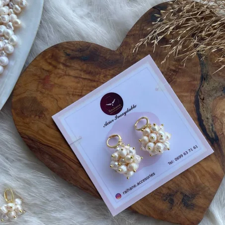 ✨ Boucles d’oreilles en plaqué or & perles Djoher Hor