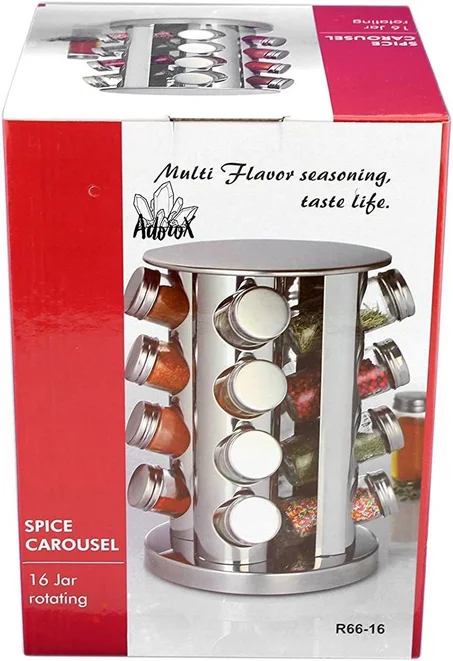 رف توابل فولاذي 16 وعاء