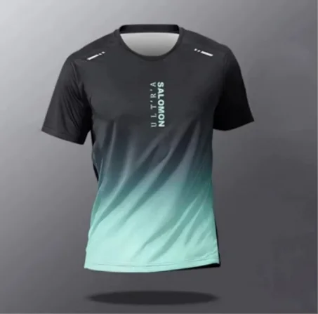 قميص رياضي خارجي للرجال بطباعة حروف متدرجة، بطبعة حروف مريحة وقابلة للتنفس، قميص رياضي خارجي كاجوال