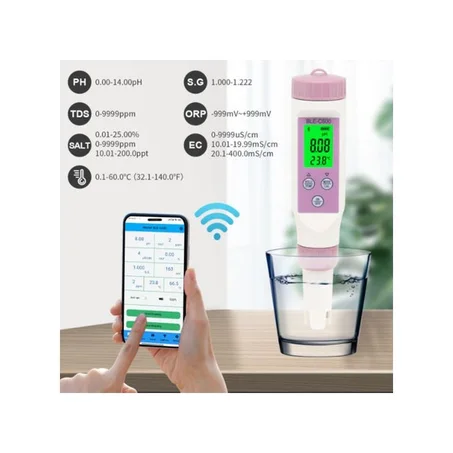 7 en 1 testeur de l'eau PH / ORP / SG / EC / SALT / TDS / TEMP Bluetooth Professional