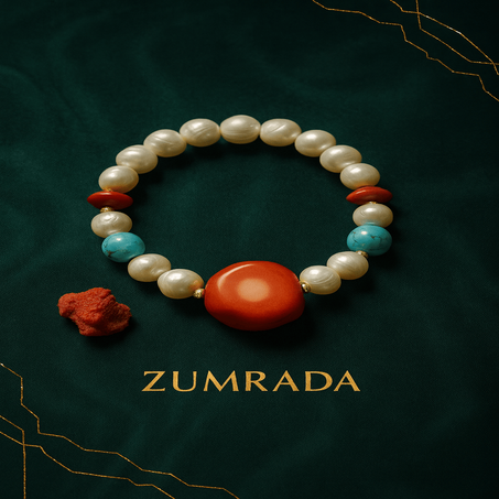 سوار الأناقة الملكية – لؤلؤ، مرجان، وفيروز