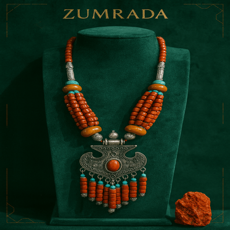 عقد المرجان التراثي – قوة البحر وأناقة الفضة