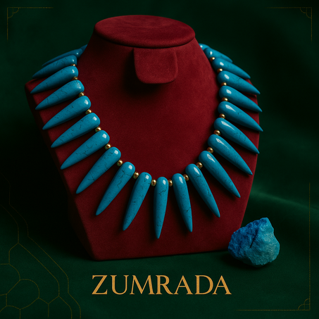 عقد سمايلودون الفيروزي – قلادة حجر كريم طبيعي بشكل أنياب فاخرة