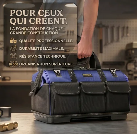 Sac d'outils de réparation multifonctionnelle ultra-résistante - Toile durable, grande capacité, idéale pour les passionnés et les professionnels du bricolage