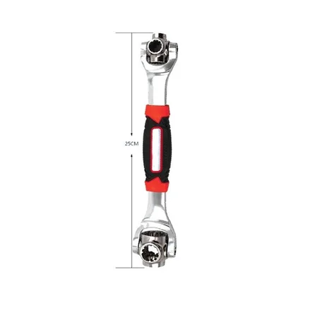 La Clé Multifonction 48-en-1 remplace des dizaines de clés en un seul outil. Grâce à sa tête rotative à 360° et sa construction en acier renforcé, elle s'adapte à différentes tailles d'écrous