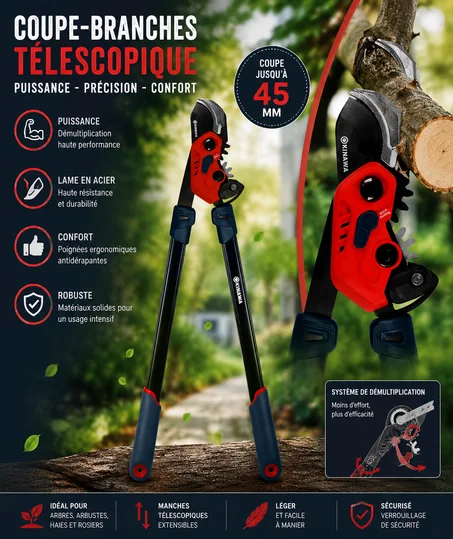Sécateur Télescopique Professionnel à Coupe Assistée