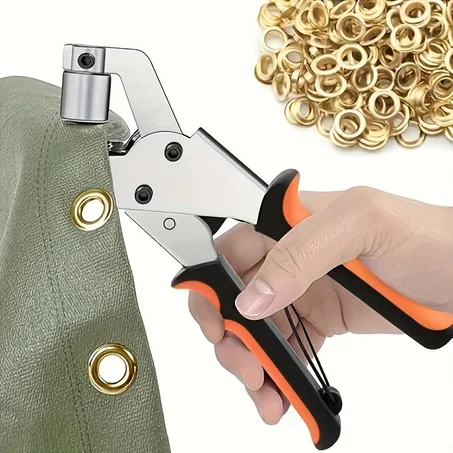 Pince à œillets avec 100 Pièces (Ø intérieur 10 mm) œillet , Pince à Oeillets pour Bâches et Tissus , montage à oeillets métalliques pour bâche de rideau en cuir tis