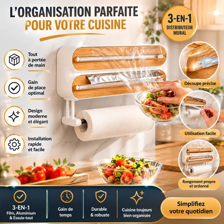Porte-rouleau 3 en 1 | Porte-rouleau | Porte-feuille | Porte-rouleau| Porte-rouleau suspendu | Porte-rouleau | Porte-papier d'aluminium ménager | Porte-rouleau de cuisine |