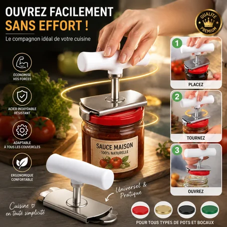 Ouvre-bouteille/bocal en acier inoxydable