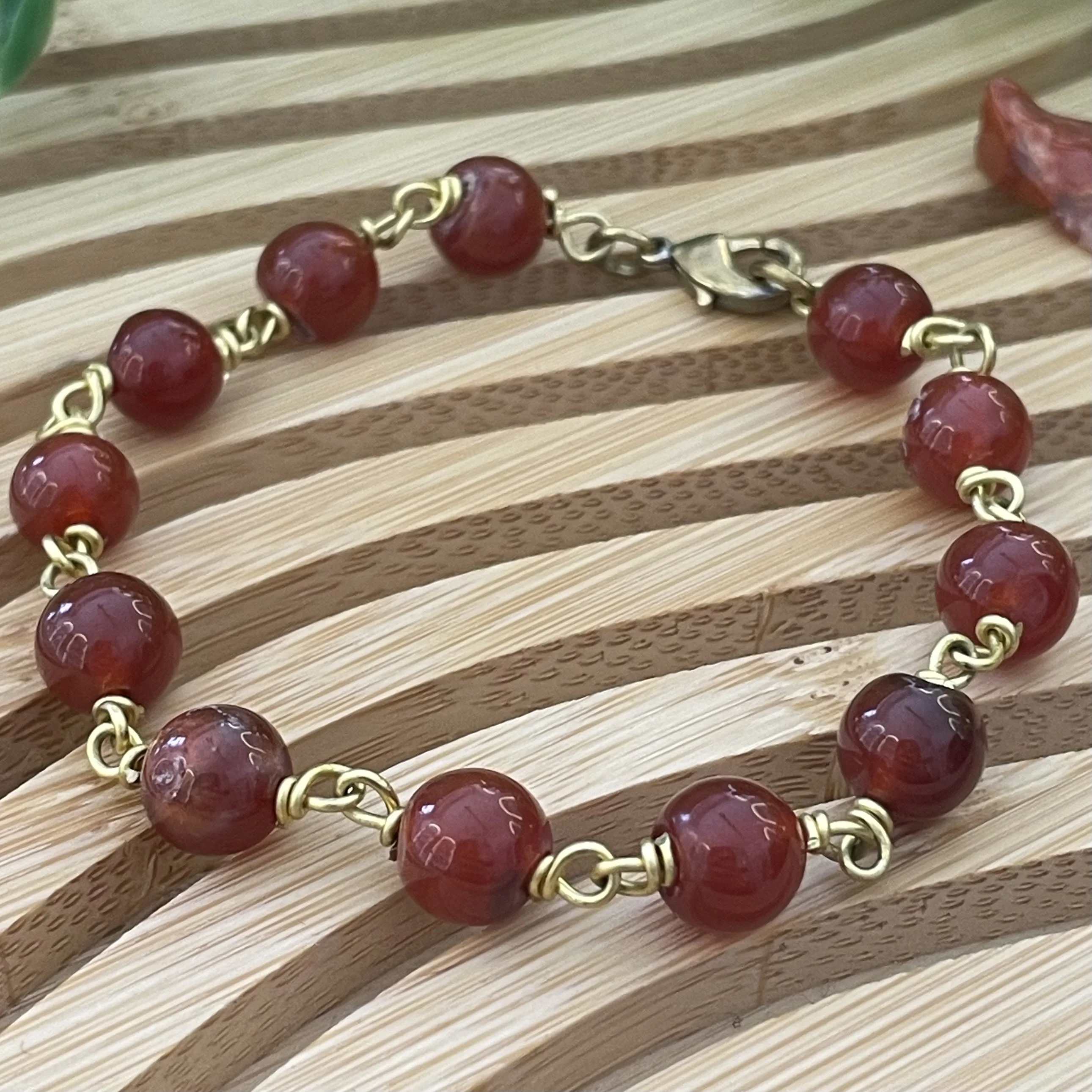 Gourmette cornaline en cuivre