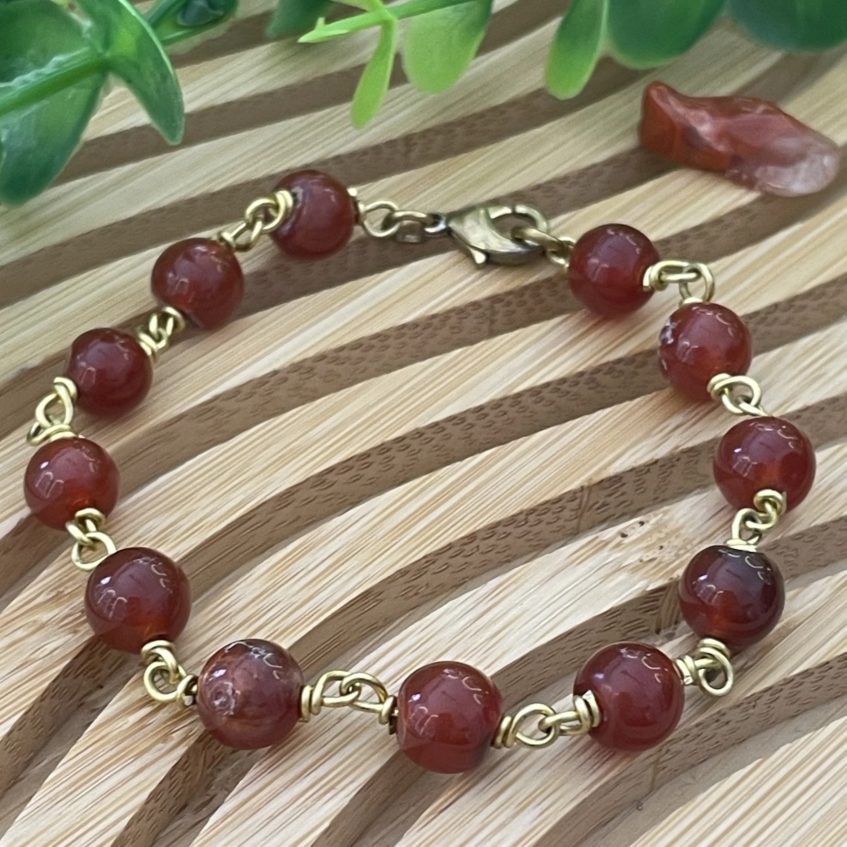 Gourmette cornaline en cuivre