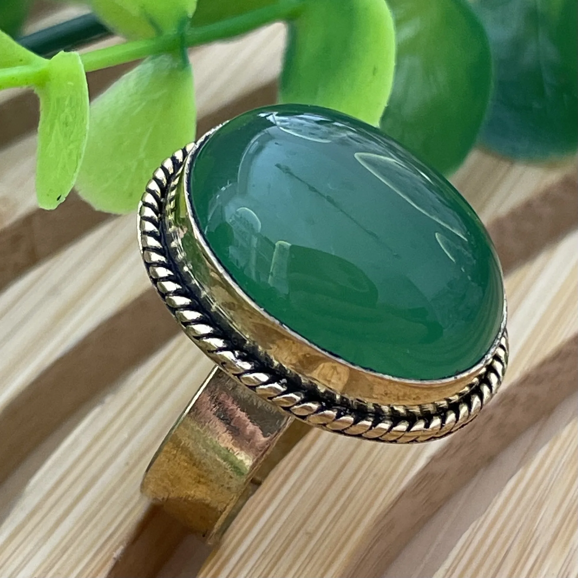 Bague agate vert en cuivre
