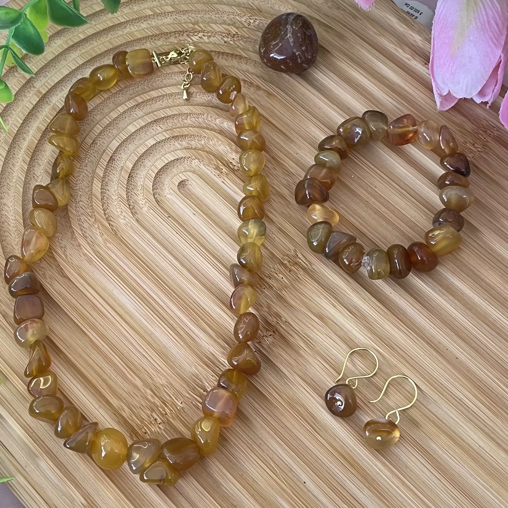 Parure agate jaune