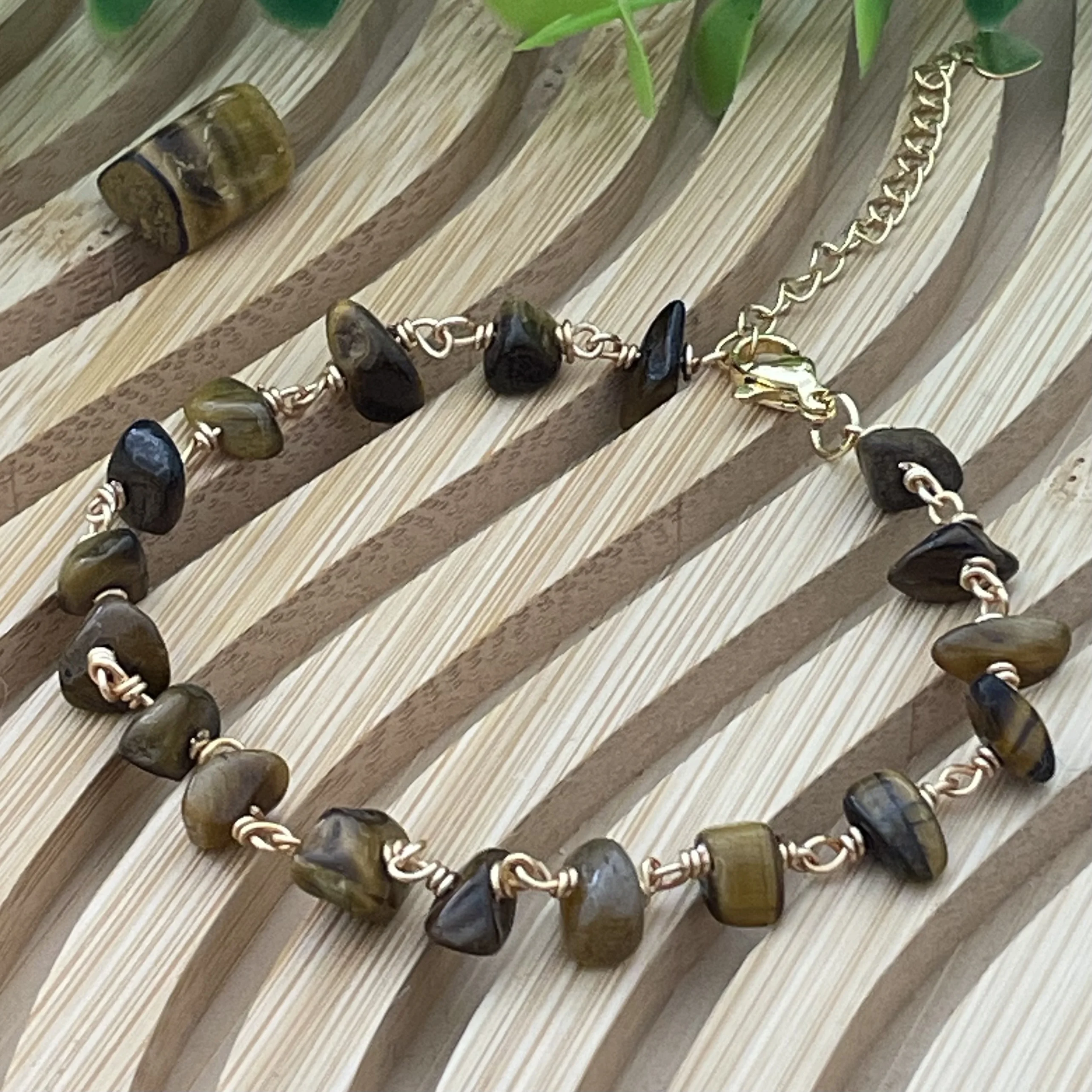 Gourmette oeil de tigre en acier