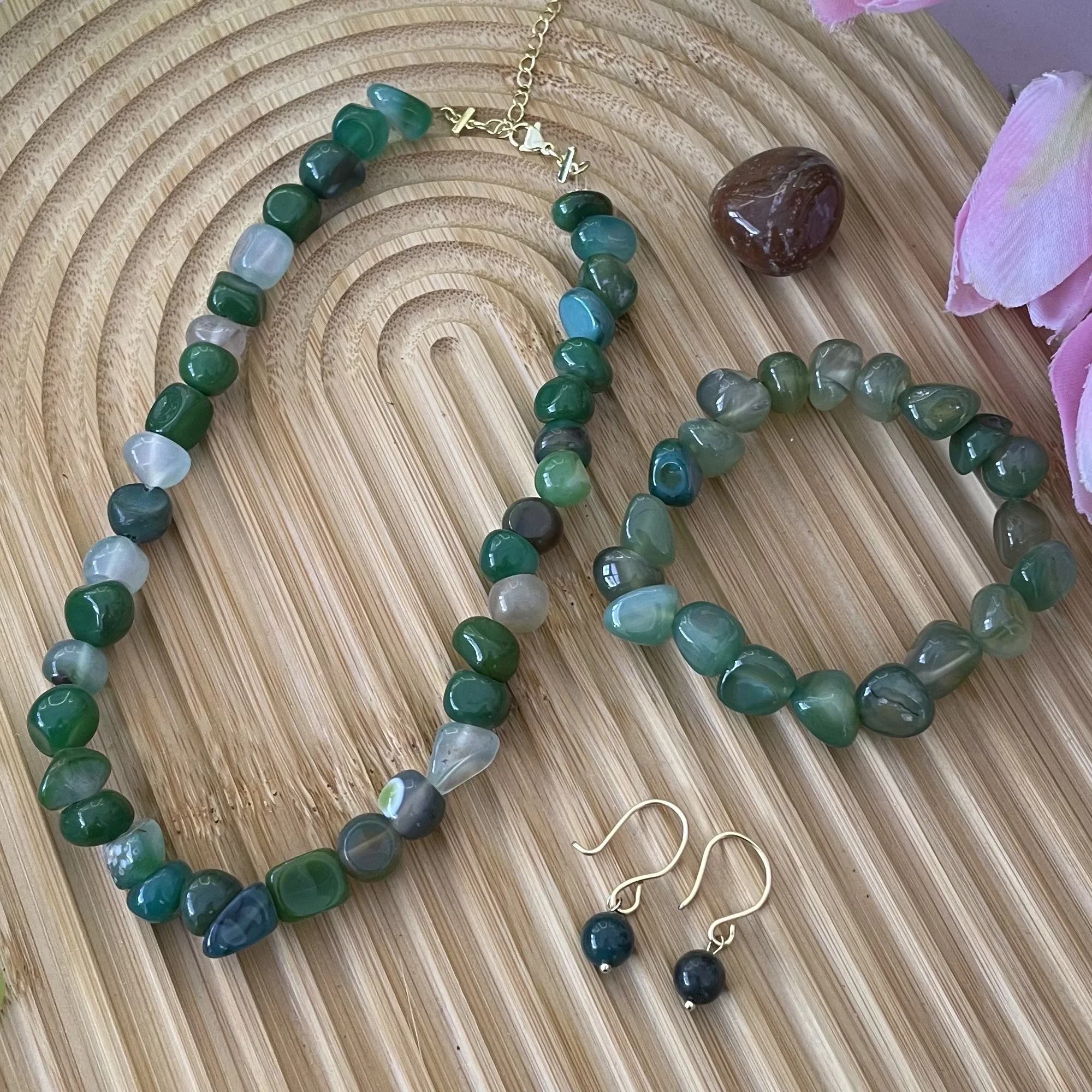 Parure agate verte
