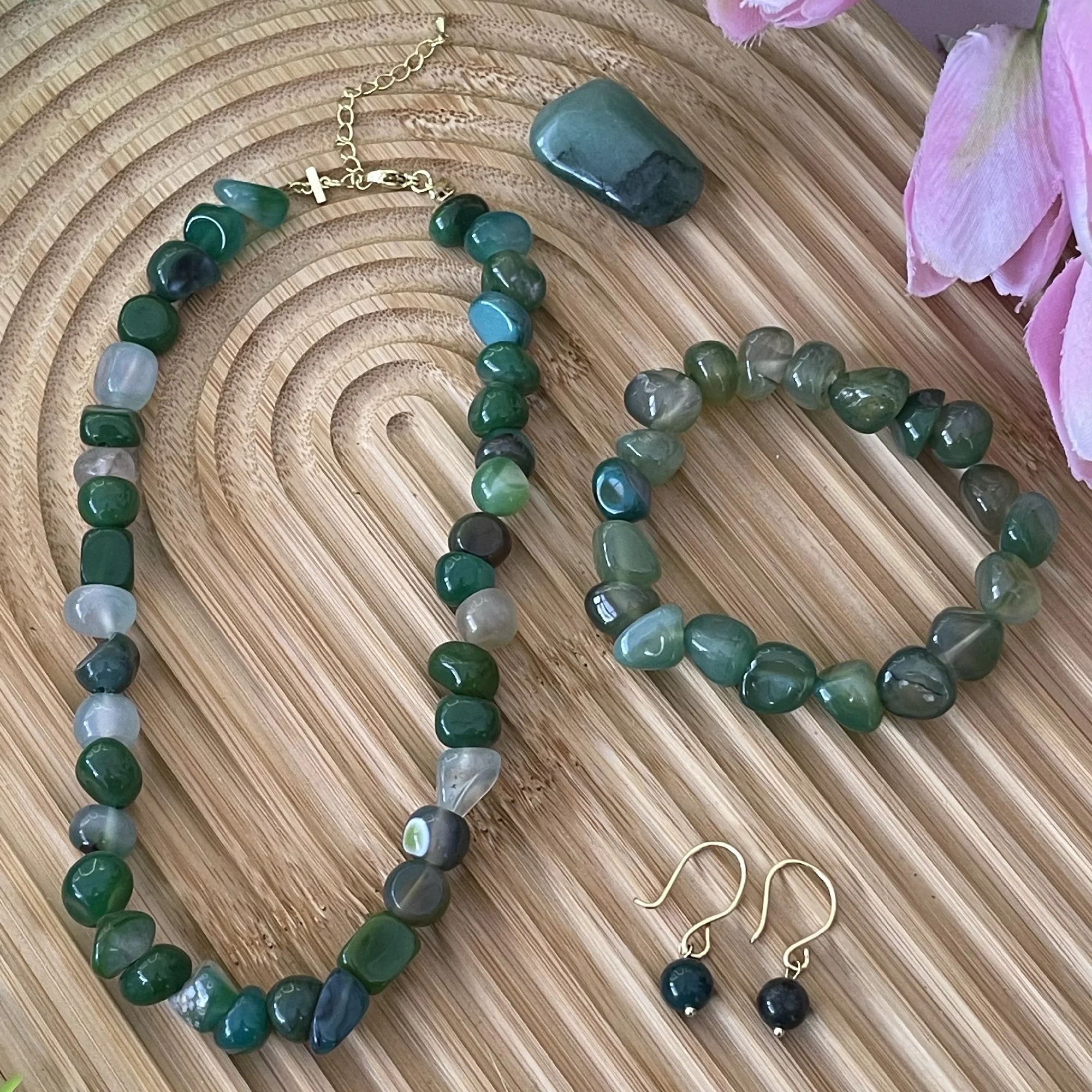 Parure agate verte