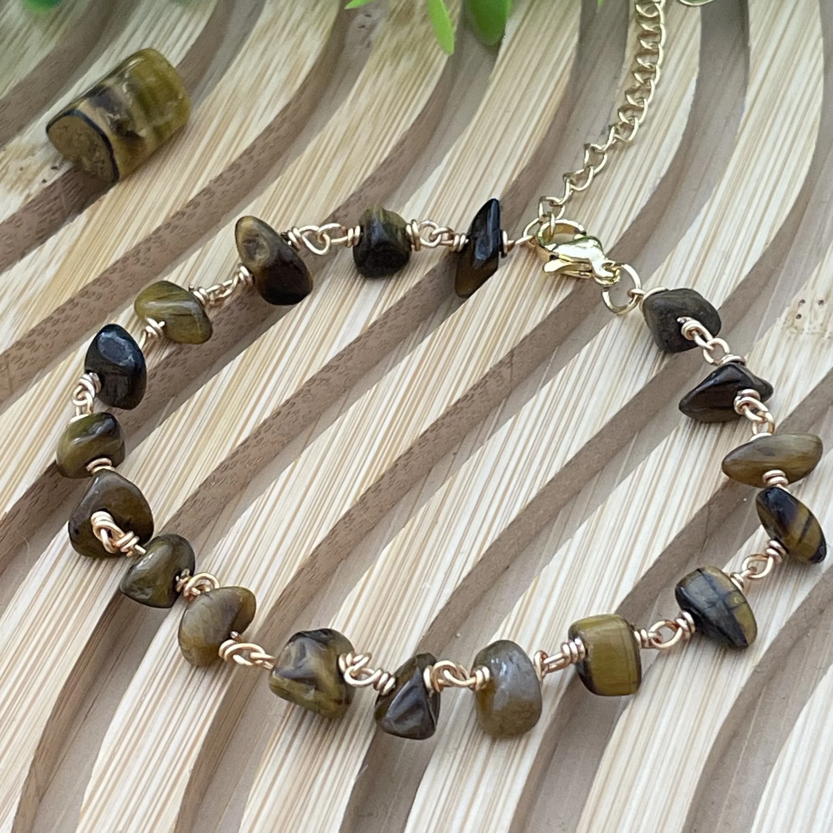 Gourmette oeil de tigre en acier