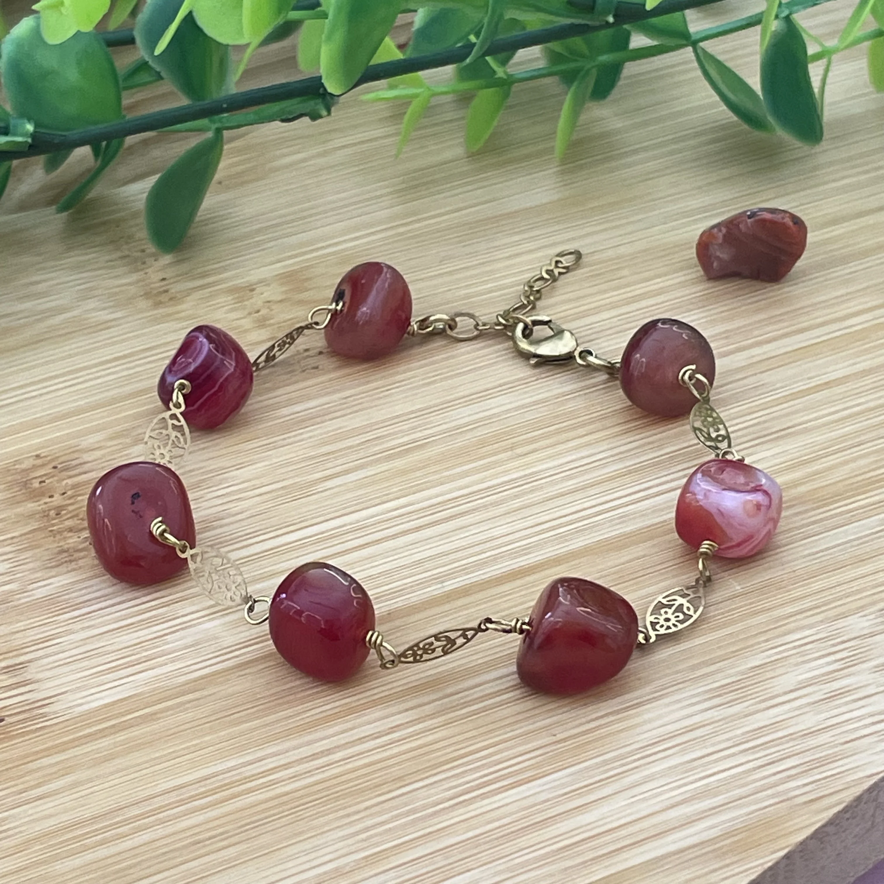 gourmette floral  en cuivre et agte